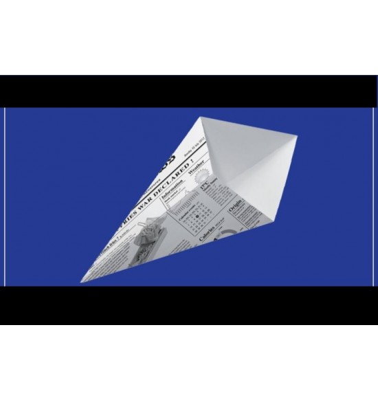 Öko Burgonyás háromszög doboz Újság arculatú 175x145mm 1000 db/# 325ml